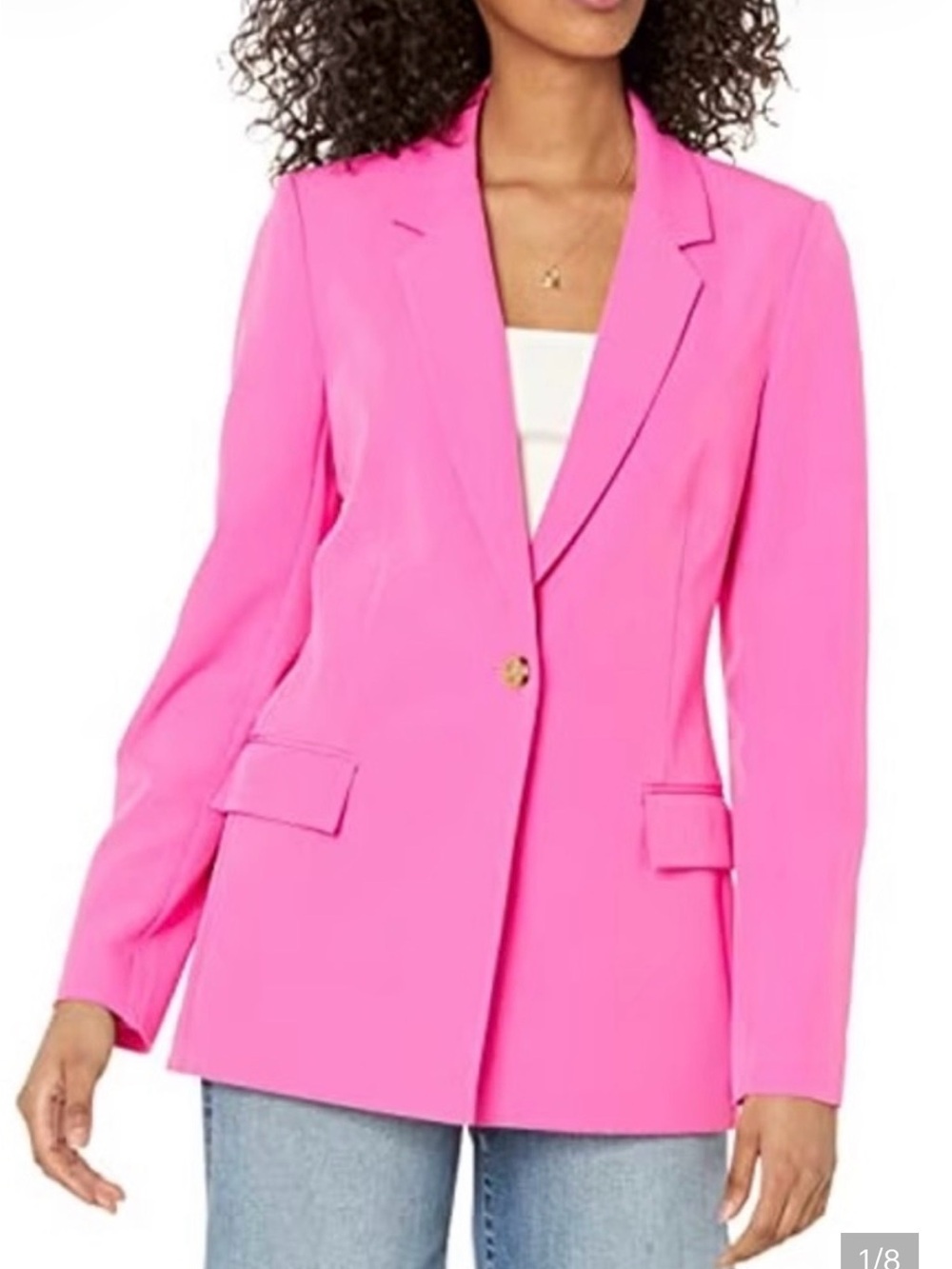 NWT the drop blake long blazer Hot Pink Rose Single-Button Blazer L